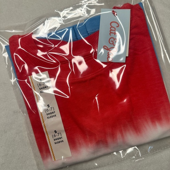 Cat & Jack Red Blue White Tie-Dye T-shirt short sleeve kids sizes choose size👇 - Picture 11 of 13